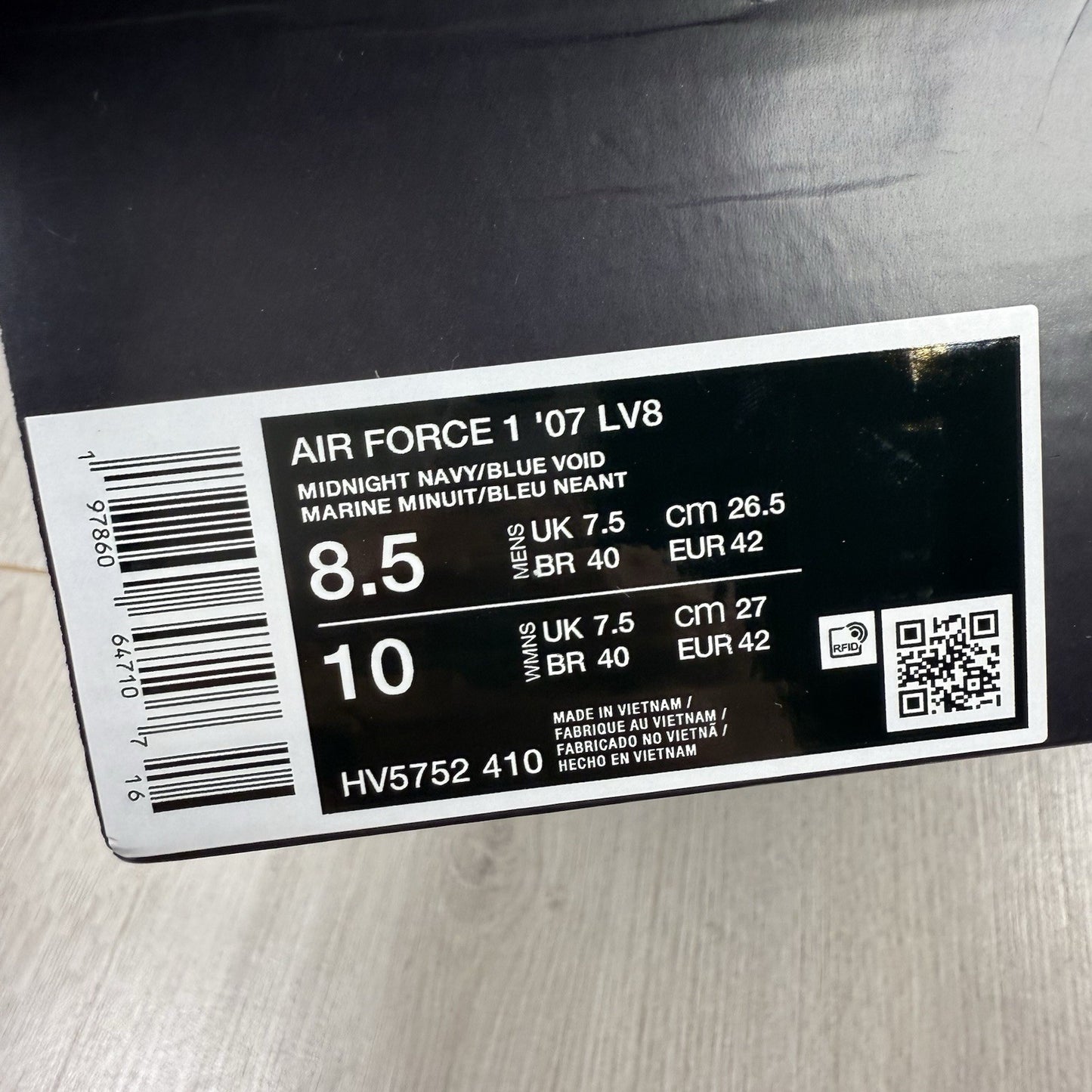 Nike Air Force 1 Trainers Retro Lettering Navy Size UK7.5 US8.5 EU42 HV5752-410