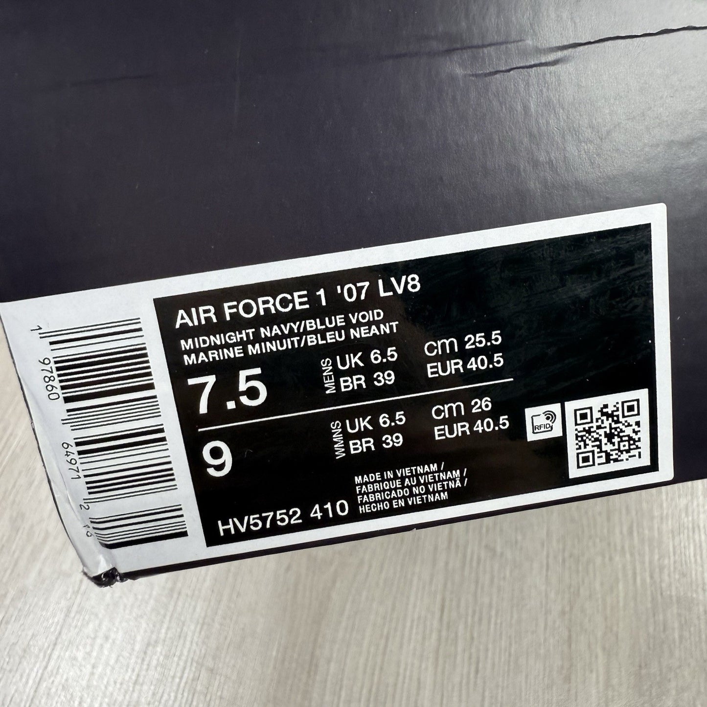 Nike Air Force 1 Retro Lettering Navy Size UK6.5 US7.5 EU40.5 HV5752-410