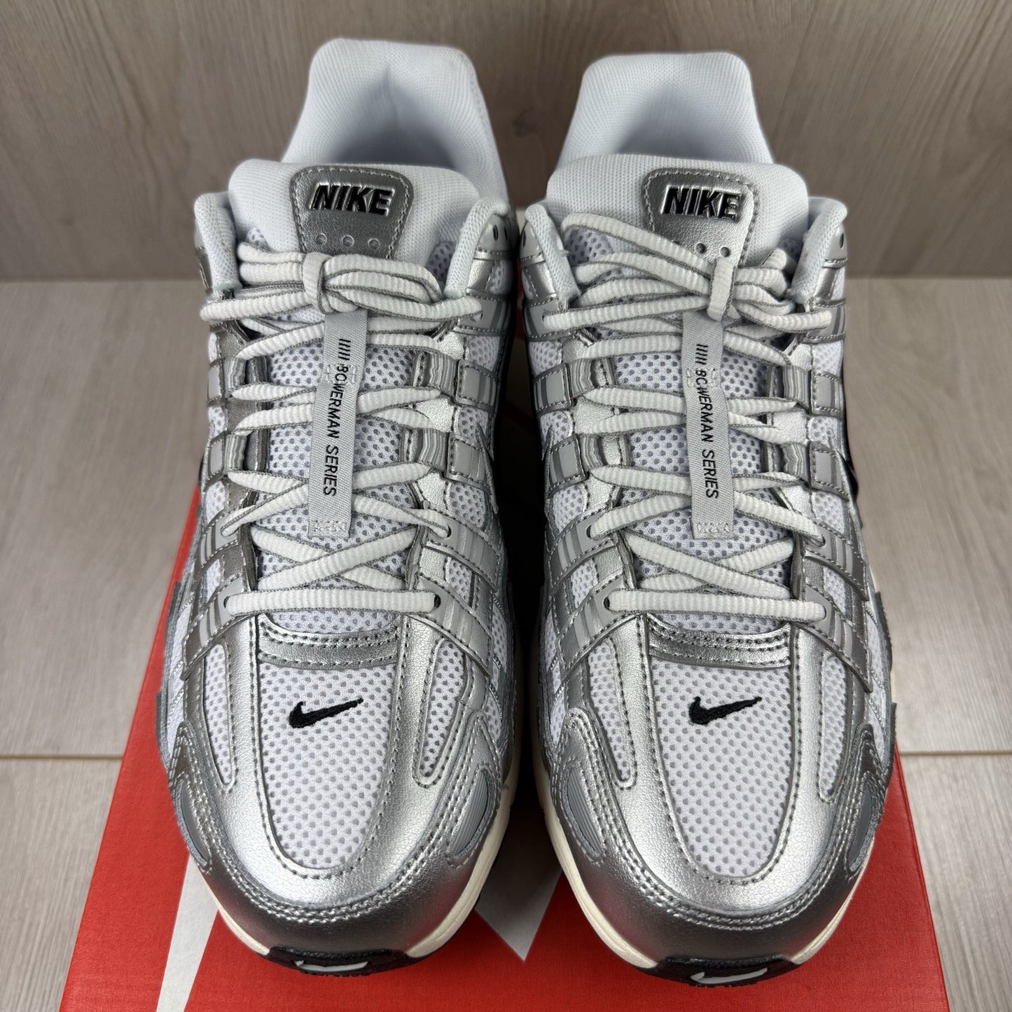 Nike P-6000 Trainers White Metallic Silver Size UK8 US9 EU42.5 CD6404-105