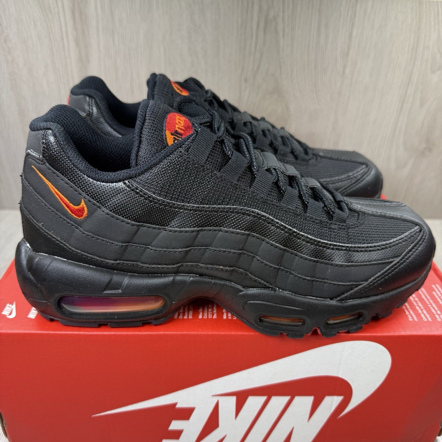 Nike Air Max 95 Trainers Black Red Safety Orange UK6.5 US7.5 EU40.5 FZ4626-002