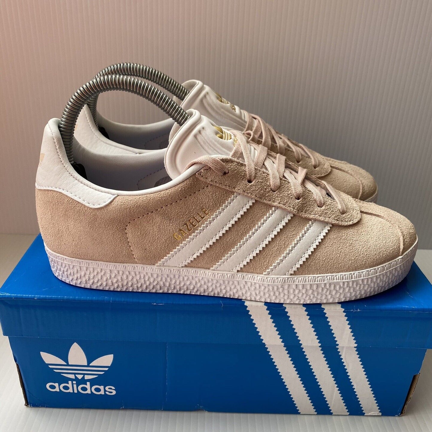 ADIDAS GAZELLE Kids Unisex Trainers Peach White UK4 US4.5 EU36 2/3 H01512 NEW