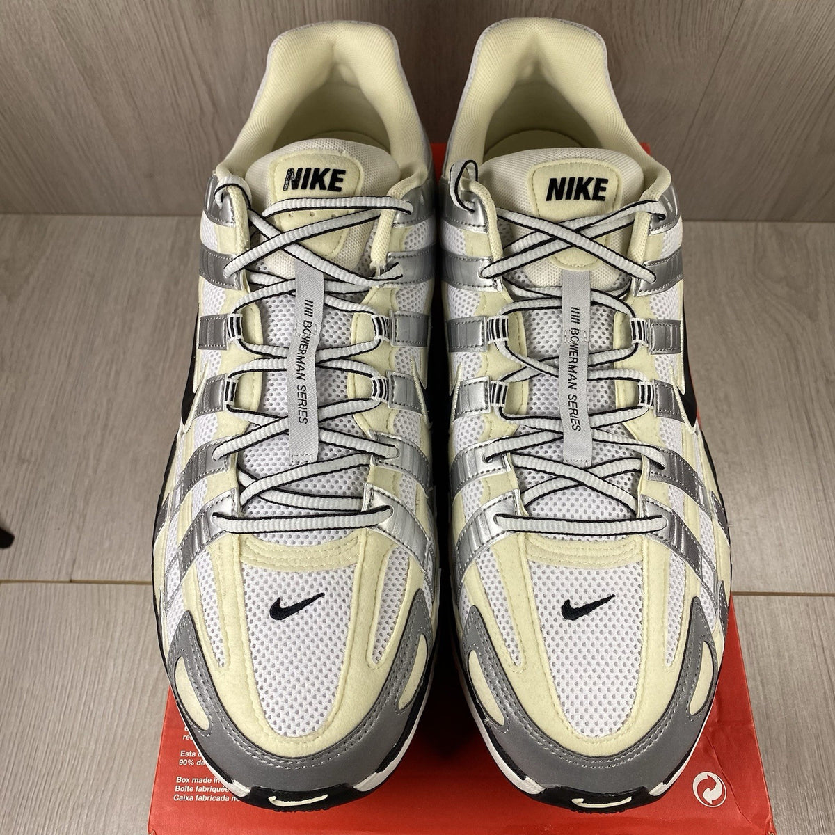 Nike P-6000 trainers white metallic silver accents with mesh and leather details