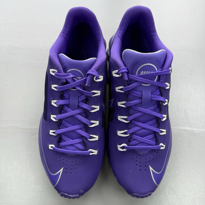 Nike trainers purple with silver accents and distinctive Shox cushioning system.