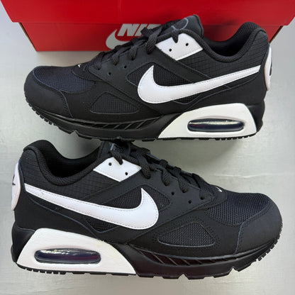 Nike running shoes black and white, featuring classic logo and sleek design.