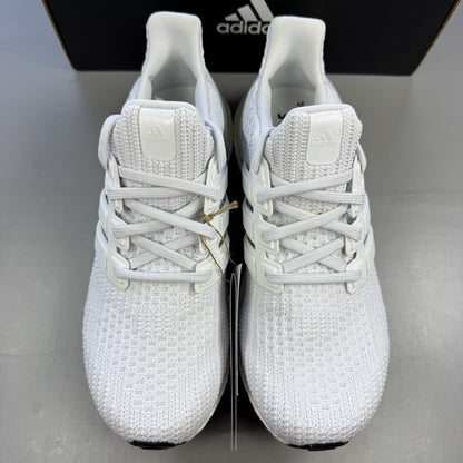 Adidas men's sneakers white with black accents and signature three-stripe logo.