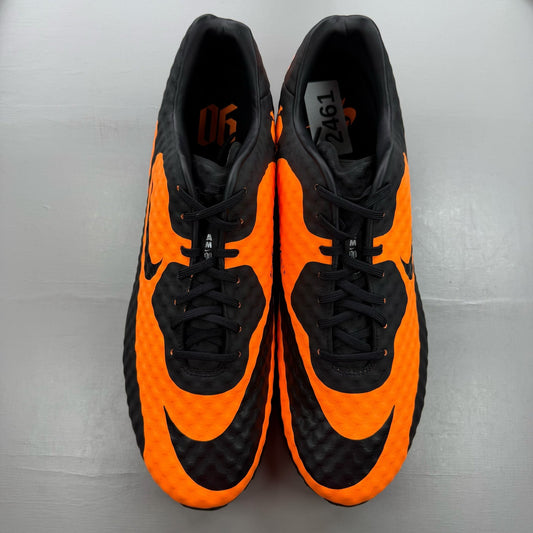 Nike black trainers with bright citrus accents and Hypervenom design details.
