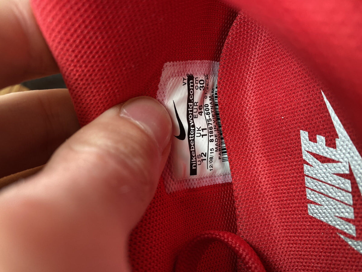 Nike Air Max Mercurial 98 trainers university red with white accents and signature logo.