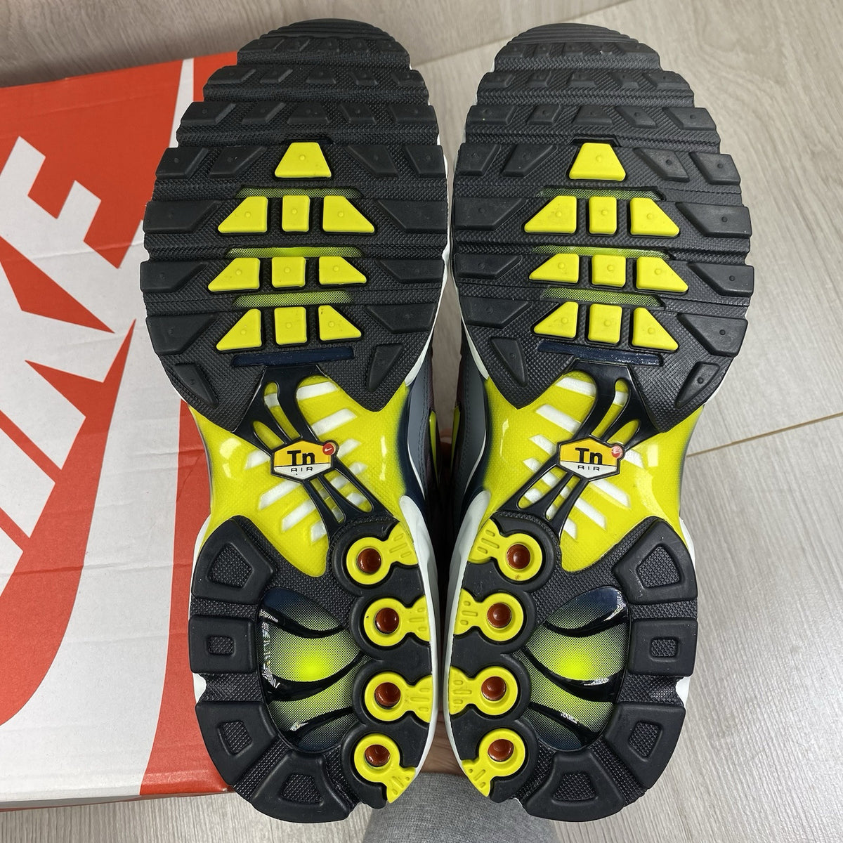 Nike Air Max Plus TN trainers violet purple with signature logo and mesh material.