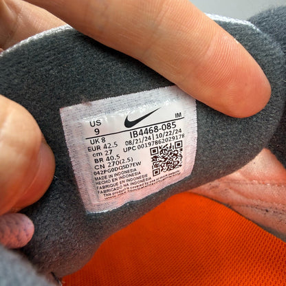 Nike Air Max LTD 3 grey trainers with total orange accents and logo detail.