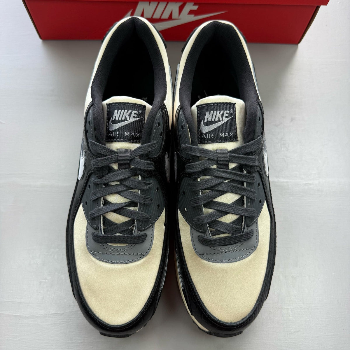 Nike black trainers with crocodile pattern and logo, size UK 8, brand new.