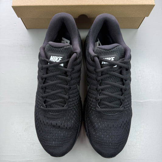 Nike Air Max 2017 black trainers with sleek design and logo detailing.