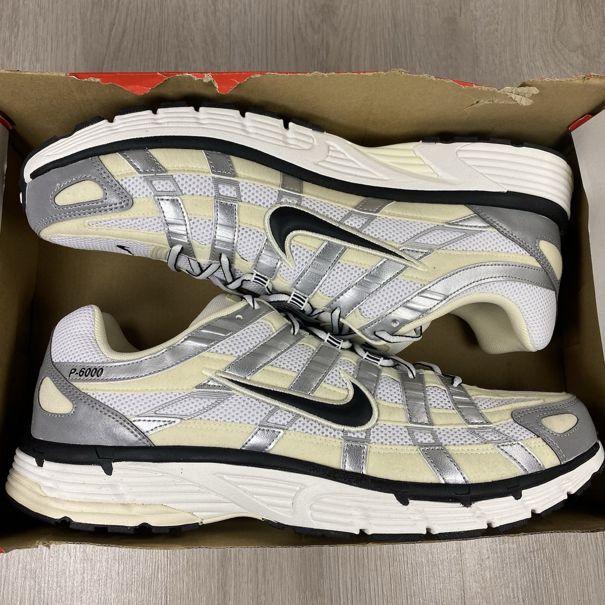 Nike P-6000 trainers white metallic silver accents with mesh and leather details