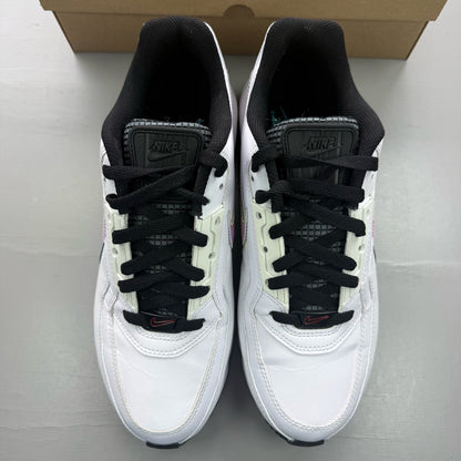 Nike Air Max LTD 3 white trainers with blue gaze and turquoise accents, featuring logo details.
