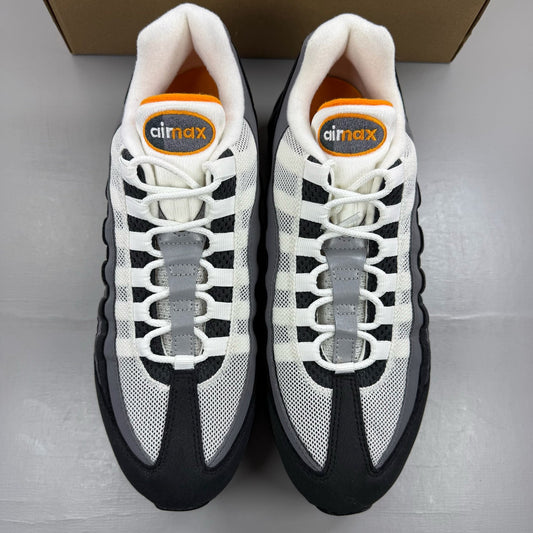 Nike Air Max 95 grey trainers with big bubble design and signature swoosh logo.