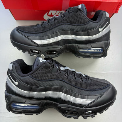 Nike Air Max 95 black trainers with silver accents and signature big bubble sole.