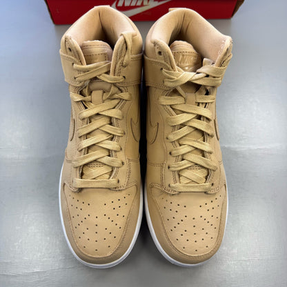 Nike Dunk High Premium trainers beige with vachetta tan leather and logo detail.