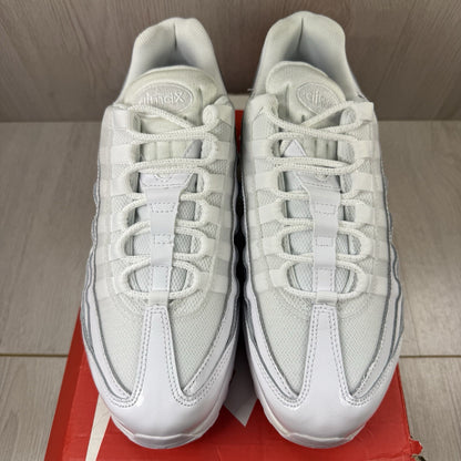 Nike Air Max 95 trainers white mesh upper with signature swoosh logo and reflective details.