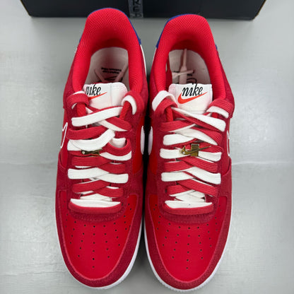 Nike Air Force 1 '07 LV8 red sneakers with iconic swoosh logo and premium material.