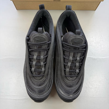 Nike Air Max 97 black low top trainers with sleek design and signature logo.