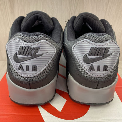 Nike Air Max 90 trainers black with anthracite and cool grey accents, featuring logo details.