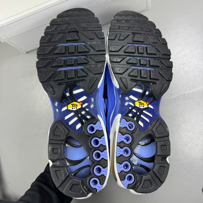Nike running shoes blue with signature logo and textured mesh upper.