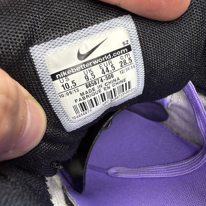 Nike Air Max 1 white trainers with atomic violet and orange accents, 100% authentic.
