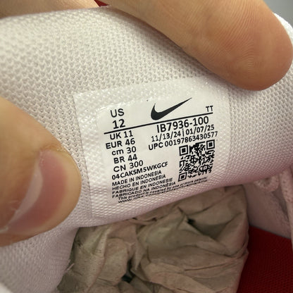 Nike Air Max 95 trainers white with university red accents and signature big bubble sole.