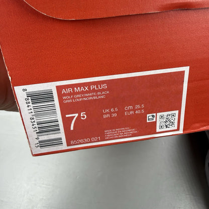 Nike Air Max Plus TN grey trainers mismatched sizes with distinctive logo and sleek design.
