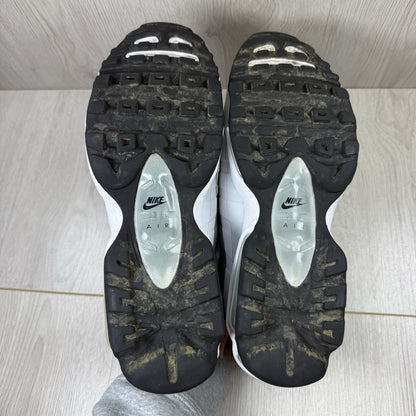 Nike Air Max 95 Ultra grey trainers with white accents and signature logo detailing.
