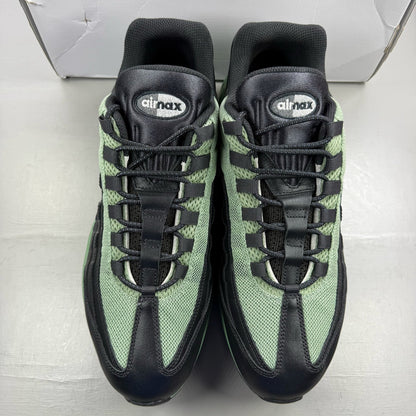Nike Air Max 95 ID green trainers with grey accents and black detailing.