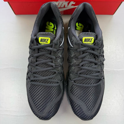 Nike Air Max 2015 black trainers with grey accents and logo detail.