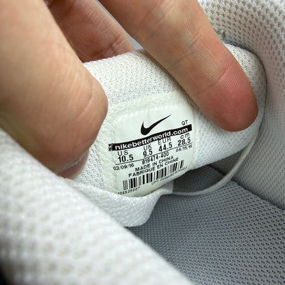 Nike Air Max 90 blue trainers with white accents and signature swoosh logo.