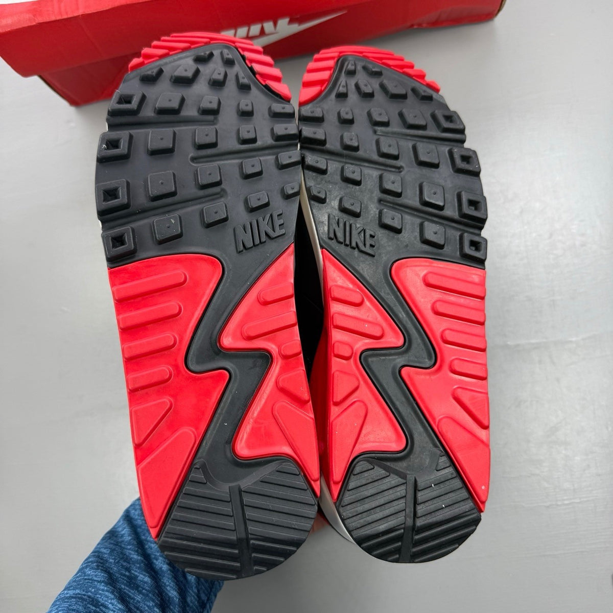Nike deck shoes grey with red accents and logo, brand new in box.