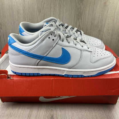 Nike Dunk Low Retro trainers grey with pure platinum accents and signature swoosh logo.