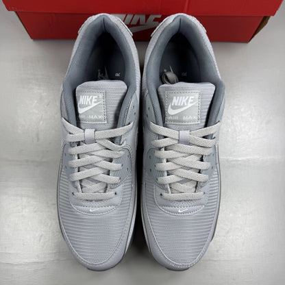 Nike Air Max 90 grey trainers with logo and mesh detailing, size UK 9.