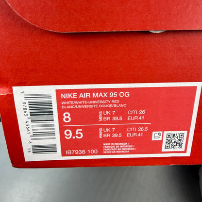 Nike trainers white with red accents and big bubble sole design.