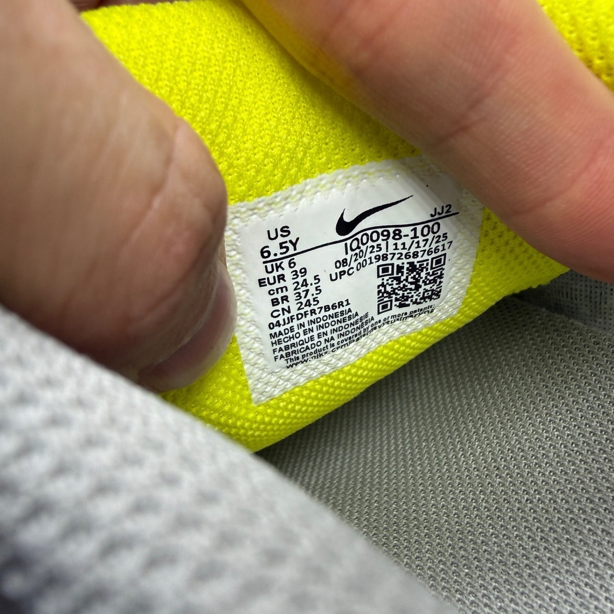 Nike deck shoes grey with sonic yellow accents and white sole.