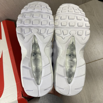Nike Air Max 95 trainers white mesh upper with signature swoosh logo and reflective details.