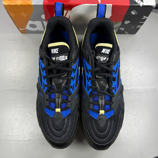 Nike running shoes black blue cobalt with Air VaporMax cushioning and sleek design.