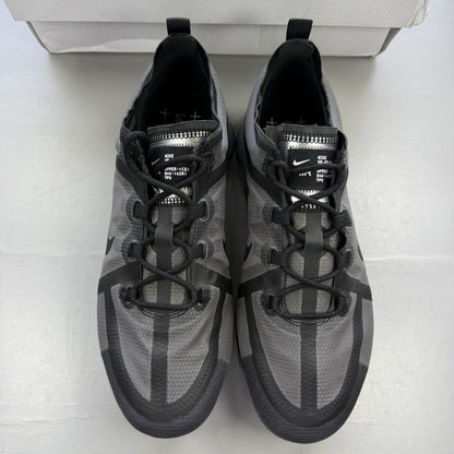 Nike Air VaporMax 2019 black trainers with grey accents and transparent sole design.