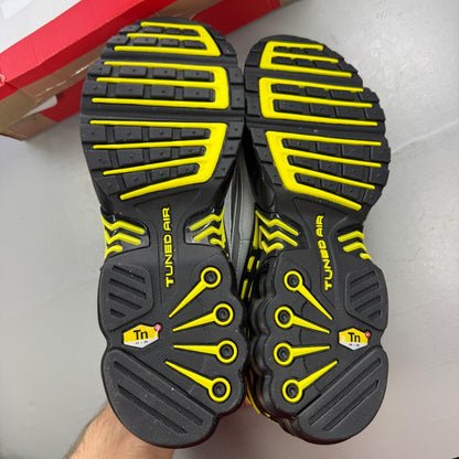 Nike Air Max Plus 3 TN metallic silver with yellow accents and logo details.