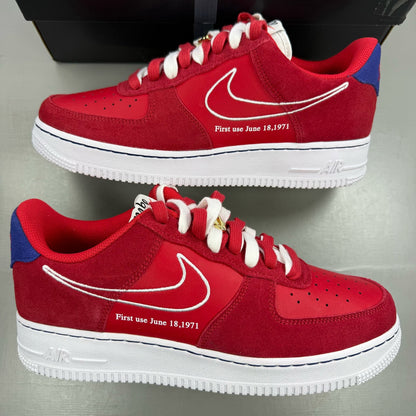 Nike Air Force 1 '07 LV8 red sneakers with iconic swoosh logo and premium material.
