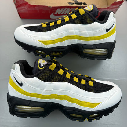 Nike Air Max 95 white trainers with big bubble sole and logo detail.